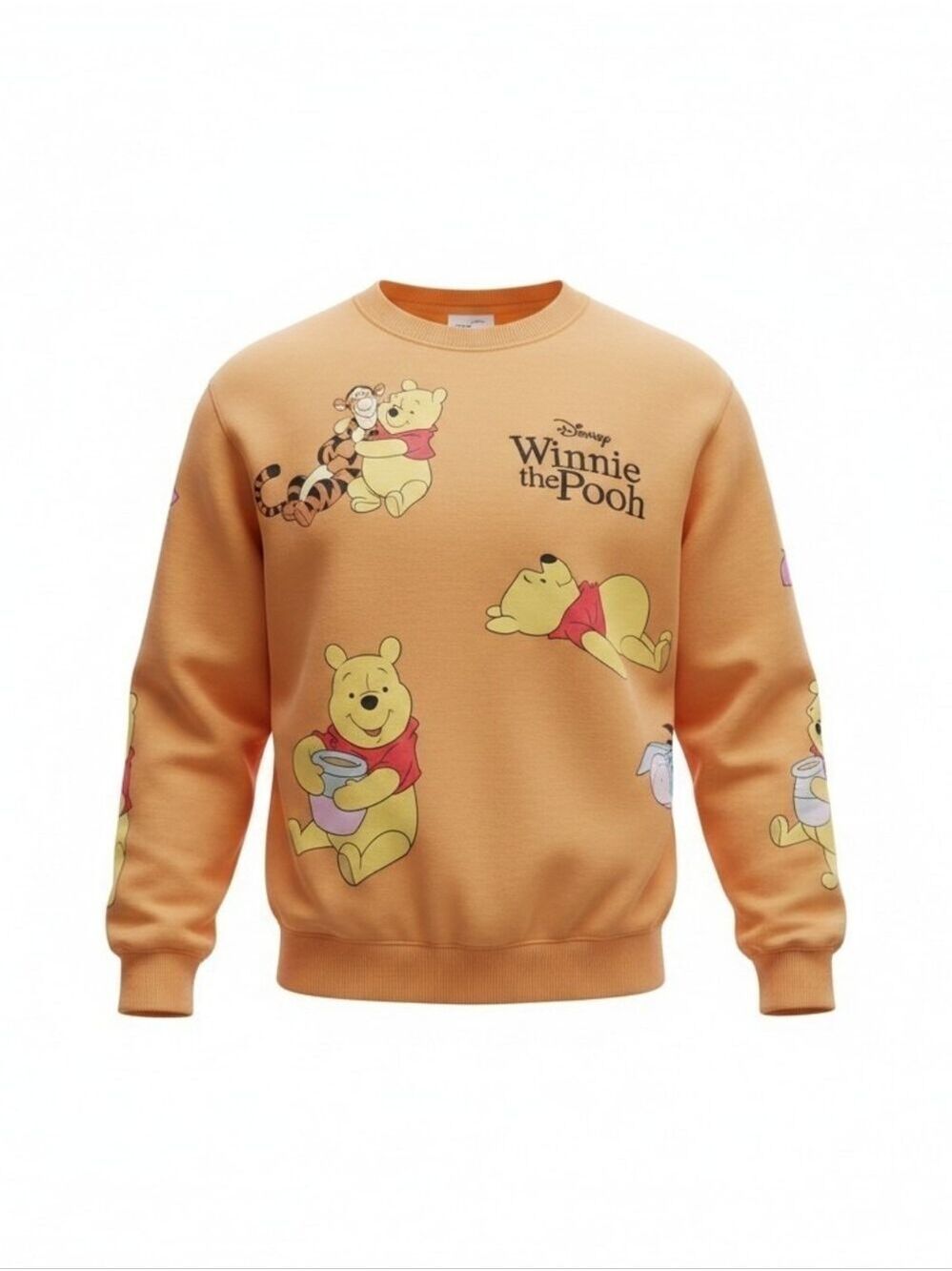 Disney Winnie the Pooh Orange Character Graphic Crew Sweatshirt Women's Medium - Picture 2 of 9